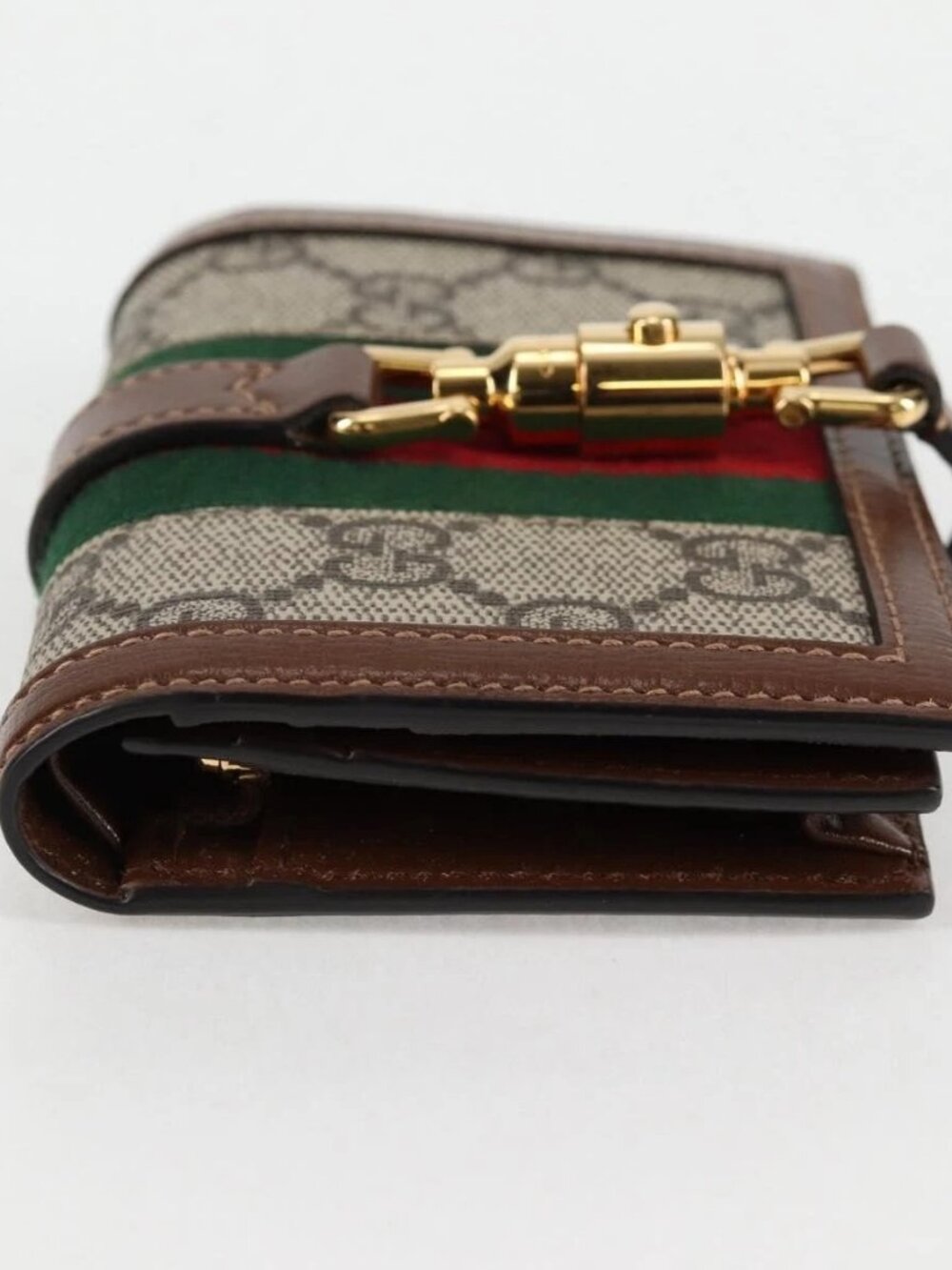 GUCCI GG Supreme Jackie WebbSherry Line Wallet PVC Beige 203495 Auth ki5817V - Picture 6 of 16